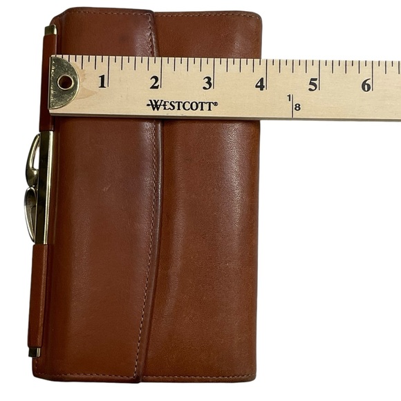 Scully Tobbaco Brown Geniune Leather Wallet Gold Kiss Lock Closure - Picture 10 of 11